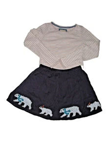 Mini Boden 9 10 140 EUC Sequin Polar Bear Party Skirt Pointelle Sparkle Top Tee - Picture 1 of 4