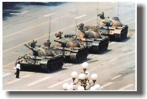 CHINA Man standing in front of tanks - Political POSTER