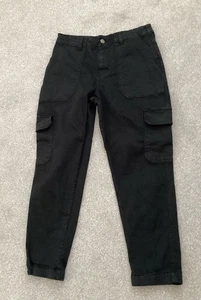 Fat face Black Casual Combat Pocket Trousers Size 10 Short 25” Slim Leg Mid Rise - Picture 1 of 6