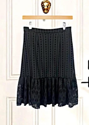Anthropologie  Moulinette Soeurs Black Eyelet Lace Trumpet Skirt , Small - Image 1 of 4