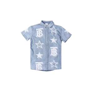 (Kids) Burberry TB Star Motif Denim Shirt Pale Blue - Picture 1 of 2
