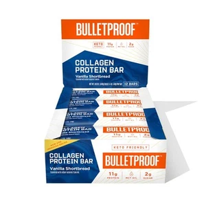 Bulletproof Vanilla Shortbread Collagen Protein Bars, Pack Of 12, Keto - Picture 1 of 6