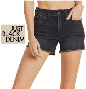 Just Black Denim Womens Cut Off Jean Shorts Size M Medium Black Made In The USA - Picture 1 of 12