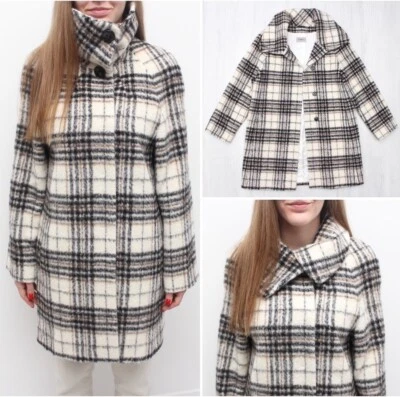 Women's Cinzia Rocca Icons Alpaca Wool Plaid Long Coat Overcoat RARE US4 UK8 ~S - Image 1 of 4
