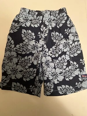 NWOT Boys 10 “CHARLIE ROCKET” Cotton BLUE Tropical Flowers Board CARGO SHORTS - Image 1 of 4