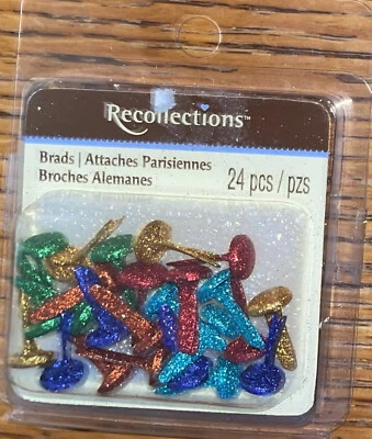 Nuevo en Paquete Recuerdos Brillante Colorido Círculo 24 Brads Álbum de Recortes Artesanía Fabricación de Tarjetas Foto 1 de 4