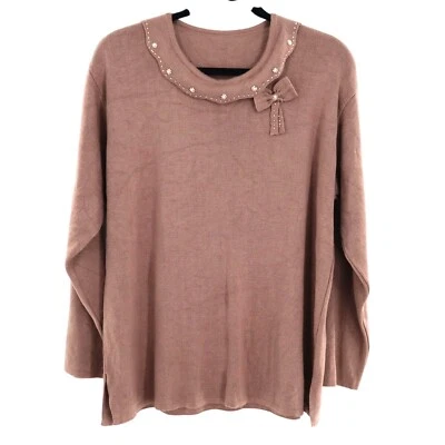 Suéter con lazo de lana para mujer XXL marrón twee coqueta Cottagecore Grannycore Boho Foto 1 de 4