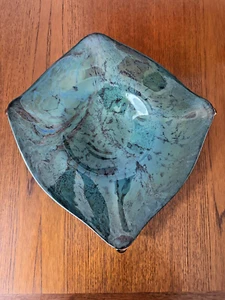 Art Glass Charger Signed Plate Minimalist Mid Century Style - Picture 1 of 10