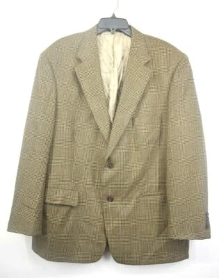 Blazer Abrigo Roundtree & Yorke Para Hombres Marrón Pata de Gallo Muesca Solapa Lana de Cordero 46R Foto 1 de 4