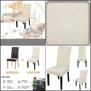 Waterproof Dining Room Chair Covers Set of 6, Removable, Washable , Beige 6PCS. - Picture 1 of 8