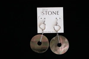 21st and Stone NWT Sterling Silver Mother of Pearl drop earrings Beach Shell  - Picture 1 of 8