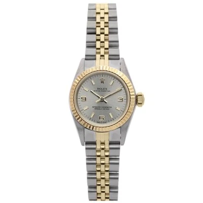 Rolex Oyster Perpetual 26mm Grey Dial Gold Steel Jubilee Bracelet Watch 67193 - Image 1 of 4