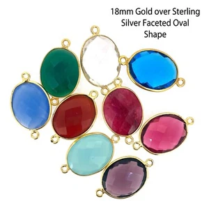 Gemstone Connector  - 14x18mm Faceted Oval Shaped Link  (Sold Per 2 Pcs) - Picture 1 of 23