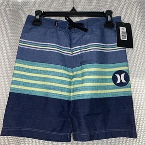 Hurley Boys Ocean Fog Strips Blue Green Swim Board Shorts 6” Inseam Sz 6 - Picture 1 of 5