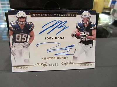 National Treasures Dual Autograph Chargers Joey Bosa Hunter Henry 06/10  2016 - Image 1 of 4