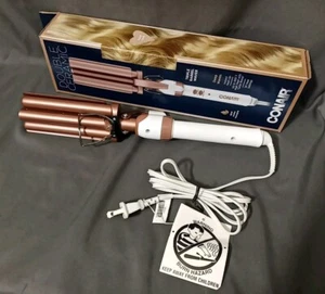 Hair Waver Conair Double Triple Barrel Ceramic  White / Rose Gold Deep Waves  - Picture 1 of 5