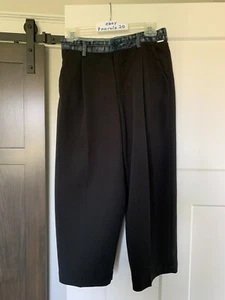 Black Denim Blue Waist DIESEL Front Pleat Wide Leg Pants Sz 14 W28.5" - Picture 1 of 7
