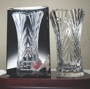 Vintage Mikasa Akzent Kristall Knospe Vase QQ251/613 überbackene Fächer Bögen 5" NEU - Bild 1 von 12