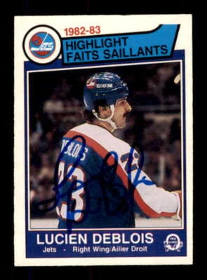 1983-84 O-Pee-Chee #378 Lucien DeBlois AUTOGRAPHED!!! Winn Jets HL 541990 - Image 1 of 2