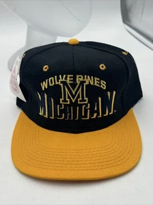VINTAGE 90s YOUNGAN NCAA MICHIGAN WOLVERINES SNAPBACK HAT CAP - OSFA - Picture 1 of 16