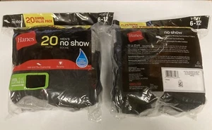 Hanes No-Show Socks, Large(men's shoe 6-12), Black, Super Value Pack - 20 Pairs - Picture 1 of 1
