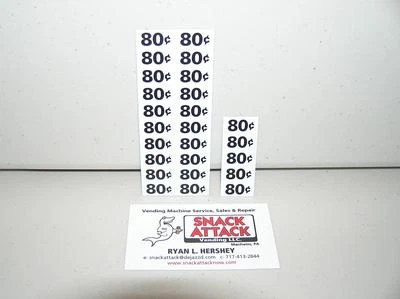 (25) SNACK VENDING MACHINE 80 / 85 CENTS PRICE LABELS - Free Ship! - Image 1 of 2
