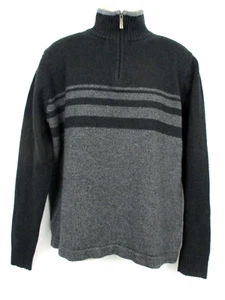 Columbia Wool Blend Sweater Mens XL 1/4 Zip Long Sleeve Marled Gray Stripe - Picture 1 of 15