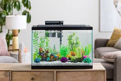 10 Gallon Fish Tank Home Pet Bowl Ornaments Office Betta Aquarium Kit Led Filter • 39.99€