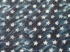 3-3/4 YDS WHITISH STARS ON MOTTLED BLUE 100% COTTON - Picture 1 of 3