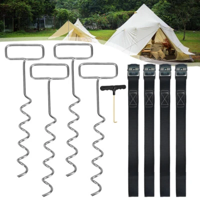 4Pack Bodenanker für Trampolin Erdanker with Adjustable Straps Befestigungsanker - Bild 1 von 4