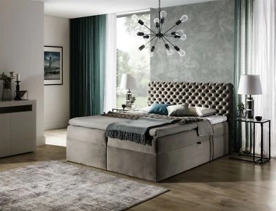 Boxspringbett Schlafzimmerbett WILLIAM 140x200cm in Stoff - Bild 1 von 3