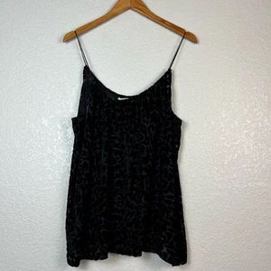 Michael Kors Womens XL Black Velvet Sheer Silk Leopard Cami Tank Top Blouse  - Picture 1 of 6