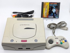 Sega Saturn White HST-3220 NTSC-J Japan Tested w/ FIGHTERS MEGAMIX