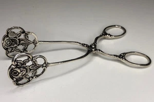 Vintage Silber Gebäckzange Blumenmuster Alt Stil Silber 800 - Bild 1 von 15