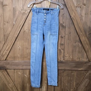 Jeans skinny Risen Los Angeles donna vita alta bottoni mosca lavaggio leggero taglia 3 - Foto 1 di 8