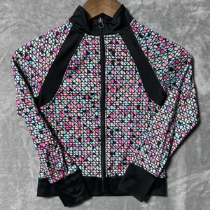 Champion Girls Jacket S 6-6X Black Zip-Up Full Print Colorful Hearts Track Style - Picture 1 of 8