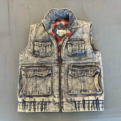 Chaleco Mediano Denim LAVADO AL ÁCIDO De Colección Años 80 Cremallera Multitud Por Celebración Para Hombres Punk Rock Foto 1 de 4