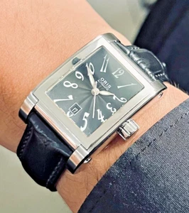 Near Mint Oris Rectangular Date Automatic Wristwatch Guilloche Dial - Picture 1 of 10