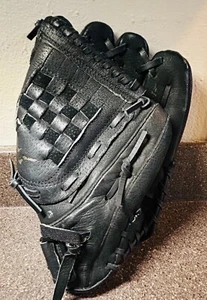 Mizuno Power Lock Black Leather 12" Glove MMX123P Ball Park Tartan Web Pro Model - Picture 1 of 9