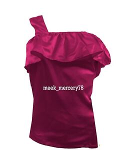 Off Shoulder top Party Wear Violet Red Women's Sexy top Satin Office wear S88