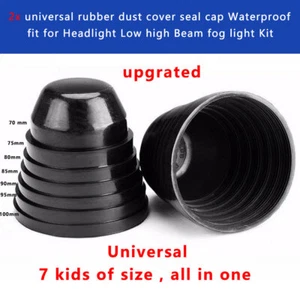 2x Waterproof Universal Rubber 9007 Headlight high Low Beam Dust Cover Seal Cap - Picture 1 of 9