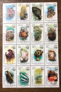 Chile Stamp Sheet 967a-p Marine Wildlife Mint Hinged - Picture 1 of 2