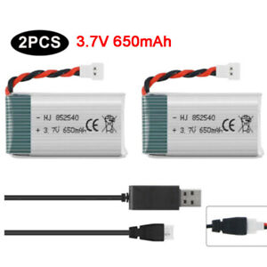 2PCS 3.7V Lipo Battery 650mah with USB Charger for Syma X5C X5SW X5C FPV Drone