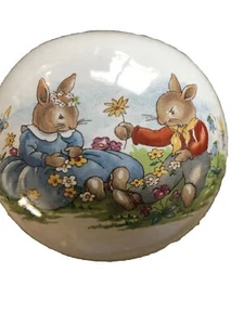 Royal Doulton Bunnykins Round Bank She Loves Me Flowers 1936 No Plug - Picture 1 of 4