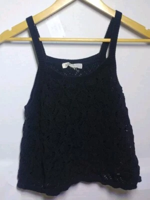 Jolt Knit Tank Top Womens Size Medium Black Cotton open lace style - Image 1 of 4
