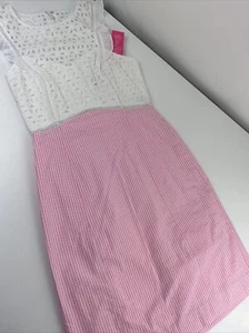 Lilly Pulitzer NWT $228 Maya Shift Dress Pink Tropics Seersucker XS 00 Lined - Picture 1 of 11
