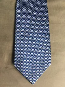 ZILLI Paris Blue Geometric Micro Print Silk Hand Made Neck Tie 3.75 X 59 in - Picture 1 of 13