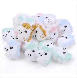 Safety Silicone Mini Unicorn Shaped Beads Animal Cartoon Loose Beads DIY Jewelry - Picture 1 of 15