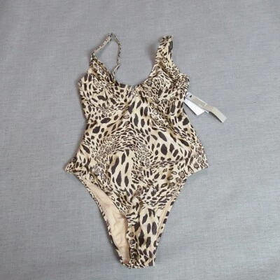 Top Shop Swimsuit Womens Size 32DD Brown Tan Leopard One Piece Sexy Jungle Beach - Image 1 of 4