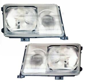 Headlights Front Lamps Chrome Clear Glass Pair For Mercedes Benz W124 1993-1995